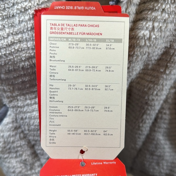 The North Face Girls OSO Striped Vintage White Hooded Fleece Jacket Medium 10-12 - Picture 10 of 12